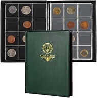 120 Pockets Coin Album - Coin Collecting Book with 10 Pages, 45x43 mm Grid Holder for Pounds Pence C