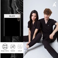 Arfi Scrub Jogger สี Black เเบบขาจั๊ม (เฉพาะเสื้อเฉพาะกางเกง) ชุดสครับทางการเเพทย์ ป้องกันเเบคทีเรีย