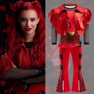 Girls Descendants 4 Red Cosplay Costume Movie The Rise of Red Accion Halloween Disguise Party Dress 