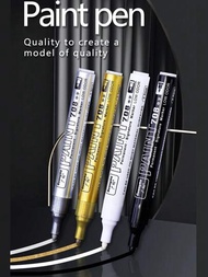 1件套塗料記號筆帶可填充墨水,金色,銀,白色&amp;黑色顏色,高溫抵抗的,防水,防曬,適用於車,輪胎,修復