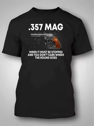 357 MAG T-Shirt for Gun Enthusiasts Bold.357 Magnum Revolver Graphic Tee 357 Magnum Handgun Design