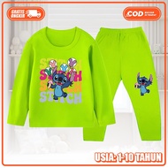 Baju Tidur Piyama Stich Stelan Panjang Anak Laki Laki Dan Perempuan Usia 1-10thun KS-1846