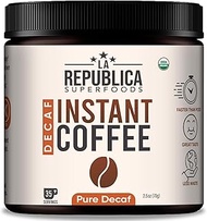 Organic Instant Decaf Coffee Made From Arabica Beans, Non GMO, Vegan and Fair Trade Coffee, 2.5 oz, 35 Servings