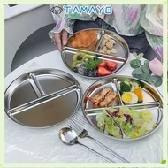 TAMAYO Divided Plates, 9" inch Round Portion Control Plates, Multifunctional 304 Stainless Steel Reu