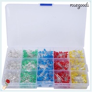 ROSEGOODS 1000PCS LED Diode Lights, Low Voltage Red/Yellow/Blue/Green/White LED Light Emitting Diode