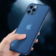 iPhone 12／12 Pro 無邊框超薄磨紗保護殼 藍色 iPhone 殼iPhone 套手機套#G889004125
