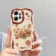 เคส Redmi 12C Note12 Note 12 Pro + Plus 5G 4G เคสโทรศัพท์ ตุ๊กตา3D น่ารักลายการ์ตูนน่ารักขนมปังชีสนมหมีครีมซิลิโคนแบบนิ่มพร้อมกำไล Case 2023