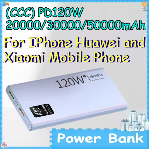 (CCC) PD120W 20000/30000/50000mAh Power Bank for IPhone Huawei and Xiaomi Mobile Phones High Capacit