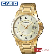 Casio Standard นาฬิกาข้อมือสุภาพบุรุษ สายสแตนเลส รุ่น MTP-V004G-9BUDF - สีทอง