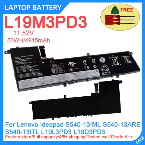 New Laptop Battery L19M3PD3 11.52V 56WH 4915mAh High Quality For Lenovo Ideapad S540-13IML S540-13AR