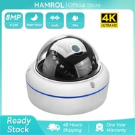 Hamrol 4K 8MP Ultra HD IP Camera POE H.265 Metal Outdoor Indoor Vandal-proof Dome CCTV Security Vide