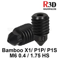3D Printer Nozzle Bamboo X1 / P1P / P1S 0.4mm / 1.75mm M6 Hardened Steel