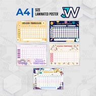 Timetable A4 Class Time Table Can Be Removed Glossy Laminate Waterproof and Subject Sticker, Viral T