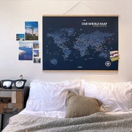 世界地圖-專屬訂製世界木框海報-海軍藍(客製化禮物 母親節禮物)