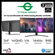TITAN ARMY 34” Curved Ultrawide 2K WQHD 144Hz 1ms 21:9 Gaming Monitor (C34CHR)