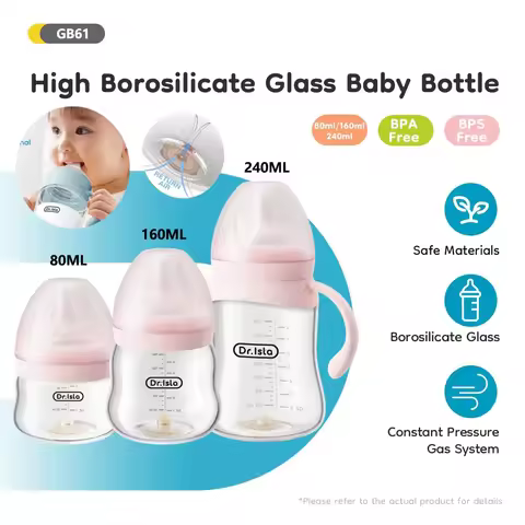 80/160/240ml Newborn Feeding Glass Bottles High Borosilicate Wide-mouthed Anti-bloating Clear Scale 