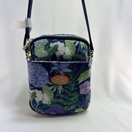 Bonnie 專櫃包包3295 紫蘿蘭印花配歐洲植鞣牛皮 多格層 小斜背包 特價$1380