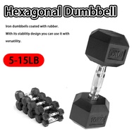 Hexagonal Dumbbell 5-15LB Rubber Coated Iron Dumbbell Multi-functional Home Gym Fitness Equipment