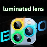 For iPhone 11 12 13 14 15 Pro Max /1 5 14 Plus 12 13 mini Camera Lens Protector Luminous Film Tempered Glass luminated