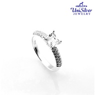 Unisilver 925 Sterling Silver Princess Cut Engagement Ring (RS590-2001)