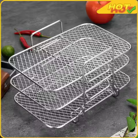Air Fryer Rack Air Fryer Oven Grill Steamer Stackable 3 Layers Dehydrator Stand Multifunctional Air 