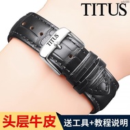 Titus TITUS Genuine Leather Watch Strap Cowhide Long-lasting Series Men Women Style Pin Buckle Waterproof Bracelet 20Zfafa