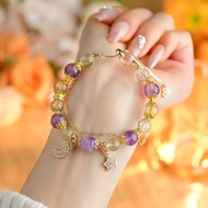 Gelang Fesyen Wanita dengan Batu Amethyst dan Citrine Asli