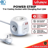 VIVAN Safety Socket VPS-H008A | 7 in 1 Electrical Plug Socket with Adapter Switch