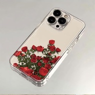 Red Rose Case for iPhone 16 15 14 13 12 11 Pro Max XS XR 7 8 Plus Shockproof Cover Dustproof Casing