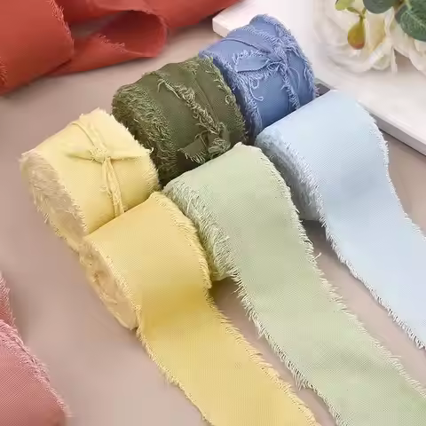 4CMx5M Linen Ribbon Frayed Cotton Linen Ribbon Fabric Craft For Gift Wrapping Wedding Invitations Br