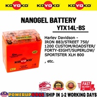 YTX14L-BS BTX14 KOYOKO NANOGEL BATTERY BATERI GEL IRON 883 STREET 500 750 FORTY EIGHT ROADSTER BUELL