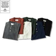 OKONKWO Basic Heavy duty Thick Knitted Henry Neck T-shirt Amekaji Henry Shirt TEE