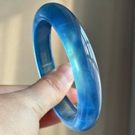 收藏級難遇的品質 天然海藍寶手鐲 魔鬼藍 圈口59.5MM 晶體通透