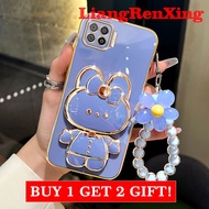 Casing OPPO A93 4g F17 PRO OPPO Reno 4F reno4 F phone case Softcase Electroplated silicone shockproof Protector  Cover new design Rabbit makeup mirror with holder for girls DDTHK01