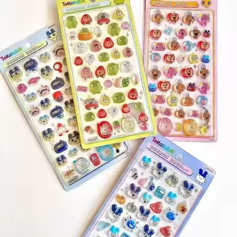 1/4pcs Japanese Tamagotchi 3d Embossed Sticker Transparent Crystal Sticker Acrylic Diy Mobile Phone 