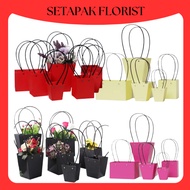 (1pcs) TOTE PAPER BAG Waterproof Flower Bouquet Bag Kraft Flower Bouquet Black Gift Paper Bag Surpri