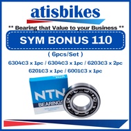 NTN SYM BONUS 110 ( 6pcs/Set-C3 ) 100% ORIGINAL Engine Transmission & Crankshaft Bearings