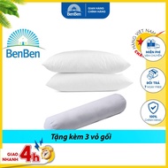 Bộ 2 ruột gối nằm size 50x70cm + 1 ruột gối ôm size 35x100cm tặng 3 vỏ gối - Ben Ben