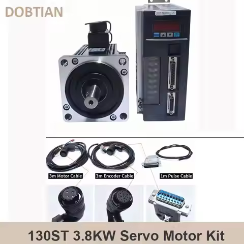 130ST M15025 220V 380V 3.8Kw 15Nm 2500Rpm Large Power AC Servo Motor Kit With Match 3M Cable For CNC