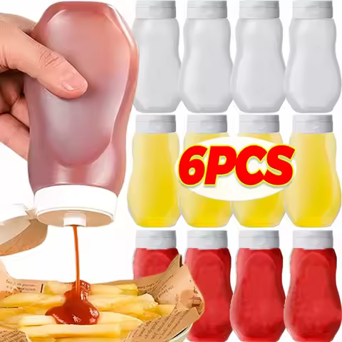 Sauce Squeeze Bottles Salad Dressing Container Leakproof Sauce Bottles with Flip Top Cap Jam Seasoni