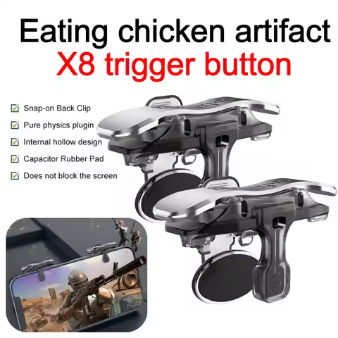 1 Pair X8 Game Triggers for PUBG Mobile Game Controller Joystick Aim and Shoot for 4-13mm/0.16-0.51"