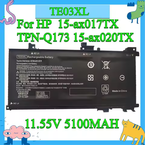 11.55V, 5100MAH,hReplacement Laptop Battery For HP Pavilion 15‑ax017TX TPN‑Q173 15-ax020TX Part Numb