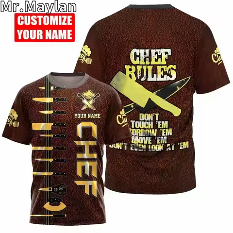 CUSTOM NAME CHEF UNIFORM CHEF KNIVES 3D T-shirts for Men/women Casual Streetwear Tshirt Oversized 5X