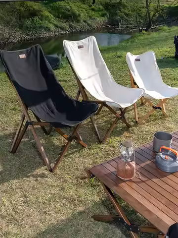 Outdoor Folding Chair Beech Wood Reclining Chair Portable Camping Chair Portable Canvas Folding Fish