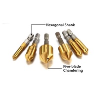 MATA KAYU 6 PCS HSS Titanium Drill Bit Countersink Metal Brass Concrete Wall Drill Bits Complete Set