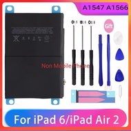 Battery แบตเตอรี่แท็บเล็ต iPad 6 Air 2 A1547 A1566 A1567 7340MAh แท็บเล็ตแบตเตอรี่เครื่องมือฟรี