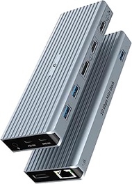 USB C Docking Station, Tymyp 15 in 2 USB C Hub, 2 HDMI Display, VGA Port, Dual USB C Interfaces, USB