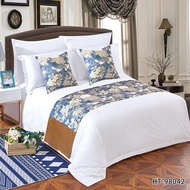 High-Grade Modern Pastoral Blue Flower Hotel Bed Runner Home Leaf Bed Flag Yellow Elegant Bed Flag Table Runner