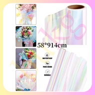 Iridescent Cellophane Wrap Plastic Holographic Rainbow film Wrapping Paper for Flower Gift 58*914cm