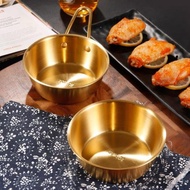 韓式金色米酒碗304不銹鋼碗帶把手小吃碗料理店專用碗調料碗防燙